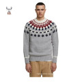 Autumn Winter Custom Logo Jacquard Cotton Wool Knitwear Custom Knit Heavy Sweater For Men Custom